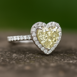 แหวนหมั้นเพชรแท้สีเหลืองอ่อนแฟนซี น้ำหนักรวม 1.30 กะรัต  ทองคำแท้ 18K ความใส VVS  ชุบโรเดียมแบบสั่งทำพิเศษ - Product Image 4