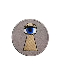 Patch brodé circulaire en tissu thermocollant, motif œil-de-chat, pour décoration cadeau - Product Image 1