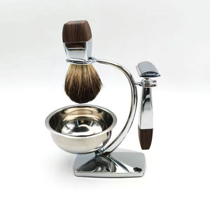 Ensemble de rasage de luxe pour homme, ensemble de rasage et de toilettage, brosse à poils de blaireau, rasoir à double tranchant, support et bol à raser - Product Image 1