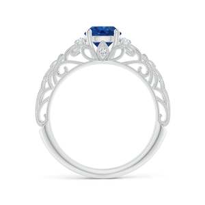 Anillo de Compromiso de Oro Sólido de 14K, Diseño Vintage Aeon con Zafiro y Filigrana, Hecho a Mano, Joyería Fina Personalizada para Boda o Compromiso - Product Image 3