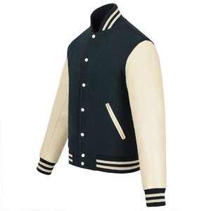 เสื้อแจ็คเก็ตวาร์ซิตี้ผู้ชาย ผ้าวูล 100% แบบกลับด้านได้ สวมใส่ได้ทุกวัน สไตล์ไฮสตรีท โลโก้ด้านหน้า ลายเรขาคณิต คอตั้ง - Product Image 1