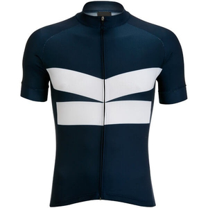 Maillot de Ciclismo Azul Marino para Hombre, Diseño con Bloques de Color Blanco, Manga Corta, Transpirable, de Secado Rápido, Antibacteriano, 180g, Poliéster - Product Image 1