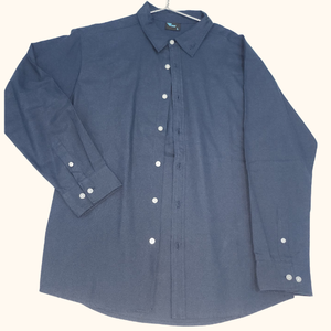 Chemise habillée bleue unie à manches longues pour homme, col rabattu, boutonnage intégral, 100 % coton popeline, idéale pour l'automne - Product Image 1