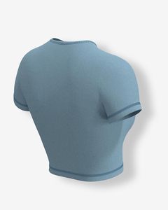 <b>Crop</b> <b>top</b> short clothing length topsummer Ladies Casual Sporty Round Neck Active Wear T Shirt <b>Top</b> - Product Image 3