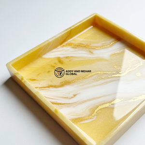 Contemporary Yellow Resin Tray – <b>Marble</b> Finish <b>Square</b> <b>Coffee</b> <b>Table</b> Styling Tray - Product Image 4