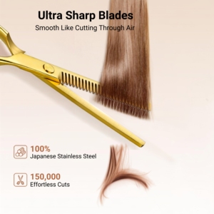 Ciseaux professionnels de coiffure en acier inoxydable pour la dégradure et la texture des cheveux, à dents coupantes, outil de salon - Product Image 4