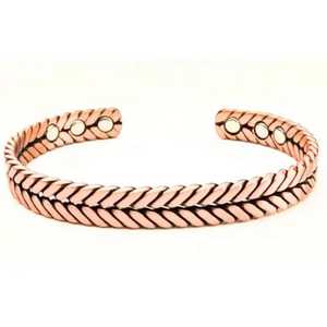 Bracelet manchette ajustable en cuivre plaqué or, unisexe, vintage, bijoux de mode pour mariage, vente en gros, fournisseur en vrac, fait main - Product Image 1