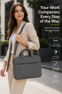 Gray <b>Laptop</b> Bag 15.6 Inch Water Resistant Multi Pocket Lightweight Durable Carry <b>Case</b> with Shoulder Strap - Product Image 3