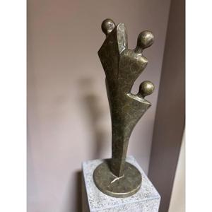 Statue de pilier abstrait en bronze coulé à la main, représentant des personnes, avec base, objets décoratifs pour la maison, figurine personnalisable. - Product Image 3