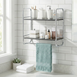 Estantes de Esquina Modernos para Baño, de Metal Cromado, Duraderos, Rectangulares, de Una Sola Capa, con Capacidad de 5 lb, para Almacenamiento en el Hogar - Product Image 1