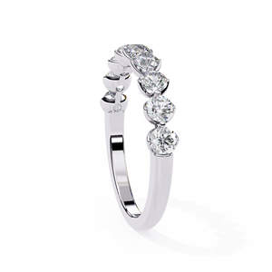 Anillo de Oro Blanco de 10k, 14k, 18k con Nueve Piedras Redondas Brillantes de Media Eternidad y Engaste Compartido en U para Aniversario - Product Image 3