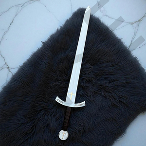 Espada Templaria Hecha a Mano, Espada Medieval de Cruzado con Funda de Cuero - Product Image 3