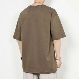 เสื้อยืดคอกลมโอเวอร์ไซส์ แขนสั้น ผ้าคอตตอนหนานุ่ม สีดำเทาเข้มฟอกยีนส์ สไตล์ลำลอง แฟชั่นฤดูร้อน สำหรับผู้ชาย แบบเรียบๆ สั่งทำได้ - Product Image 6
