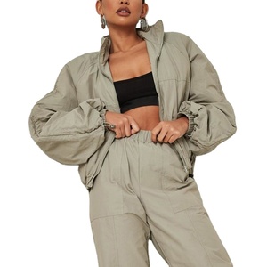 Ensemble coupe-vent deux pièces de qualité supérieure, style streetwear décontracté, coupe régulière, sweat à capuche zippé uni, respirant, écologique et coupe-vent - Product Image 4