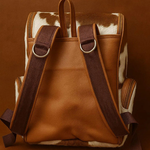 Sac à dos en cuir de vache imprimé animal, 15 pouces, plusieurs poches, sac à dos souple unisexe - Product Image 6