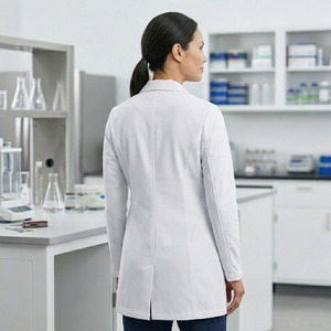 Bata de laboratorio médica de longitud completa para mujer, para médicos y enfermeras – Uniforme de hospital de poliéster y elastano, corte regular - Product Image 2