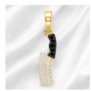 Trendy Classic Fashion Jewelry Custom Iced 925 <b>Silver</b> Rhodium Plated <b>Necklaces</b> Kitchen Chef Butcher's Knife Hip Hop Natural Gift - Product Image 5