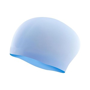 Bonnet de bain en silicone de couleur unie, élastique, unisexe, bleu clair - Product Image 1