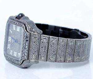 Reloj de lujo con diamantes negros, caja cuadrada de 40 mm, automático, analógico, con números romanos, correa de acero inoxidable, cierre desplegable, para hombre - Product Image 2