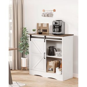 Mobiletto Bar Caffè a 3 Ripiani Stile Rustico 31.5 X 13.8 X 31.5, Mobile Contenitore in Metallo con Porta Scorrevole per Caffetteria - Product Image 2