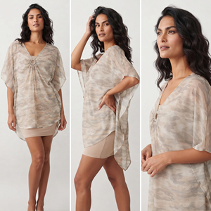 Vestido de playa transparente de camuflaje para mujer, ligero, de poliéster, con malla transparente - Product Image 4