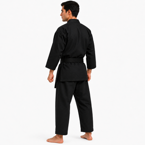 Uniforme d'entraînement de karaté noir de qualité supérieure pour adultes, résistant, avec ceinture noire - Product Image 4