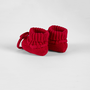 Bottes tricotées pour bébé, couleur rouge écologique, 100% coton, décontractées, épaisseur standard, service OEM ODM, 0-3 mois, couleur unie - Product Image 4