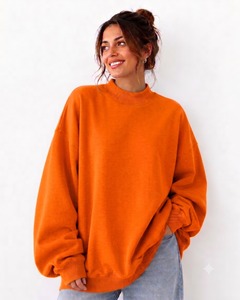 New Design Women Light <b>Weight</b> <b>Blank</b> Mockneck Baggy Style Women's Sweatshirt Winter/Autumn Daily Wear Customized Logo On Front - Product Image 1