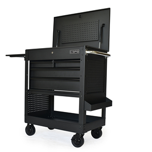 Matte Black Powder Coated Steel 4 <b>Drawer</b> Utility Cart Family keywords: for Garage Workshop Storage Use - Product Image 2