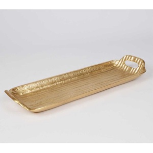 Plateau décoratif rectangulaire plaqué or avec poignées, 2 pièces, design moderne pour la décoration de la maison, de l'hôtel et du restaurant - Product Image 2