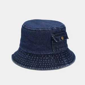 Chapeau Bob en Denim Unisexe avec Poche Couleur Unie Décontracté Printemps Été Adulte 56-58CM - Product Image 2