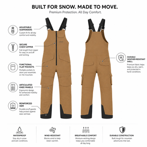 <b>Waterproof</b> Men's Ski Bib Snowboard Pants Insulated Winter <b>Overalls</b> Windproof Cargo Snow Bibs for Outdoor Sports Skiing Gear - Product Image 5