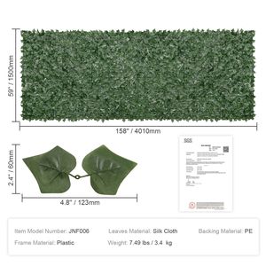 Malla de Privacidad de Hiedra Artificial 59 x 158 pulgadas, Pantalla de Pared Verde, Malla de Hiedra con Revestimiento de Tela y Juntas Reforzadas para Exteriores - Product Image 5