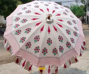 Sombrilla de Jardín Artesanal Étnica con Toldo de Algodón Estampado a Mano para Cafetería al Aire Libre, Balcón y Terraza, Fabricante y Proveedor - Product Image 3