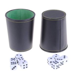 Black Handmade Molded Classic <b>Dice</b> Cup with Pu Leather and Green Velvet Custom Design - Product Image 2