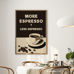 Impression sur toile pour cuisine, impressions de slogans sur le café, plus d'espresso moins de dépresso, décoration murale moderne pour boissons - Product Image 3