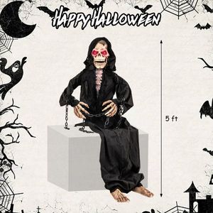 Decorazione Animata di Halloween da 1,5 Metri con Design di Grimorio Seduto e Saluti Vocali per un'Atmosfera Festiva Domestica - Product Image 5