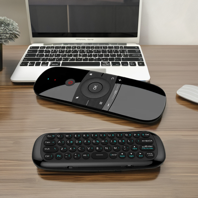 W1 Mini 2.4G Wireless Plastic Keyboard & Air Mouse Double Remote Control PS4 Android TV Box PC Projector IR Learning Function