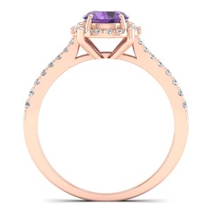 Bague en améthyste REYES, nouveau design, pour femmes, or rose massif 9K 10K 14K 18K 22K, diamants, bagues de fiançailles, bijoux fins - Product Image 4