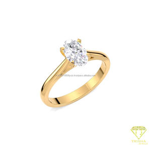 Bague de fiançailles solitaire en moissanite taille ovale en or jaune 14 carats à quatre griffes, idéale pour mariage, promesse ou anniversaire - Product Image 2