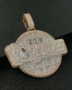 Colgante de Alta Calidad Personalizable con Nombre o Inicial, Chapado en Oro sobre Plata de Ley 925, con Moissanita, Certificado GRA, Estilo Hip Hop - Product Image 6