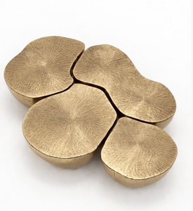 Royal Vintage Design <b>Gold</b> Modern Contemporary 3-in-1 Extendable Coffee <b>Table</b> Aluminium Top <b>gold</b> color Living Room Furniture - Product Image 1