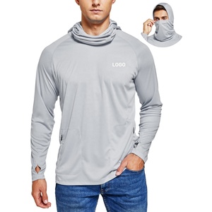 Unisex Light Gray Long Sleeve Fishing <b>Shirt</b> UPF 50 Anti-Uv Quick Dry Breathable 88% Polyester 12% Spandex Solid Color Pullover - Product Image 1
