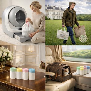 ถุงใส่ขยะแมวแบบมีเชือกรูดขนาดใหญ่ แบบหนา ทนทาน ใช้แล้วทิ้ง แบบม้วน สำหรับใช้ในบ้าน - Product Image 2