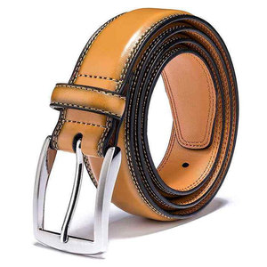 Cinturón de Cuero Genuino con Hebilla de Pin, Color Sólido, Estilo Formal, Material Duradero de Piel de Vaca, Hebilla Plateada - Product Image 5