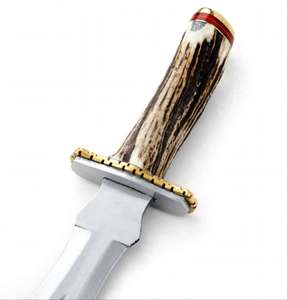 Outil utilitaire personnalisé avec manche en véritable bois de cerf, garde-poignée en laiton cranté et capuchon de poignée - Product Image 3