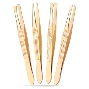 Top Trendy Product Stainless Steel Gold Color Eyebrow Tweezers, High-Precision Brow Shaping Hair Removal <b>Makeup</b> Grooming <b>Tool</b> - Product Image 1