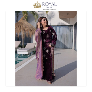 Proveedor Mundial Vende Ropa Pakistaní, Colección de Trajes de Terciopelo Pesado con Bordados para Bodas - Product Image 2