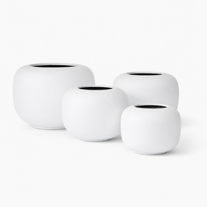 Pot de fleurs décoratif moderne en fibre de verre blanc, lisse et arrondi, pour extérieur et intérieur, fabriqué en usine. - Product Image 6