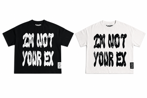 เสื้อยืดโอเวอร์ไซส์ทรงครอป I'm Not Your Ex สีดำ แขนสั้น สไตล์สตรีท ผ้าคอตตอนเจอร์ซีย์ คอกลม พิมพ์ลายกราฟิก สำหรับผู้ชาย - Product Image 3